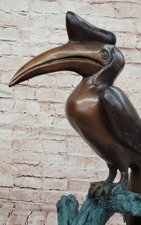 Bronze Hornbill Bird Sculpture by J. Moigniez