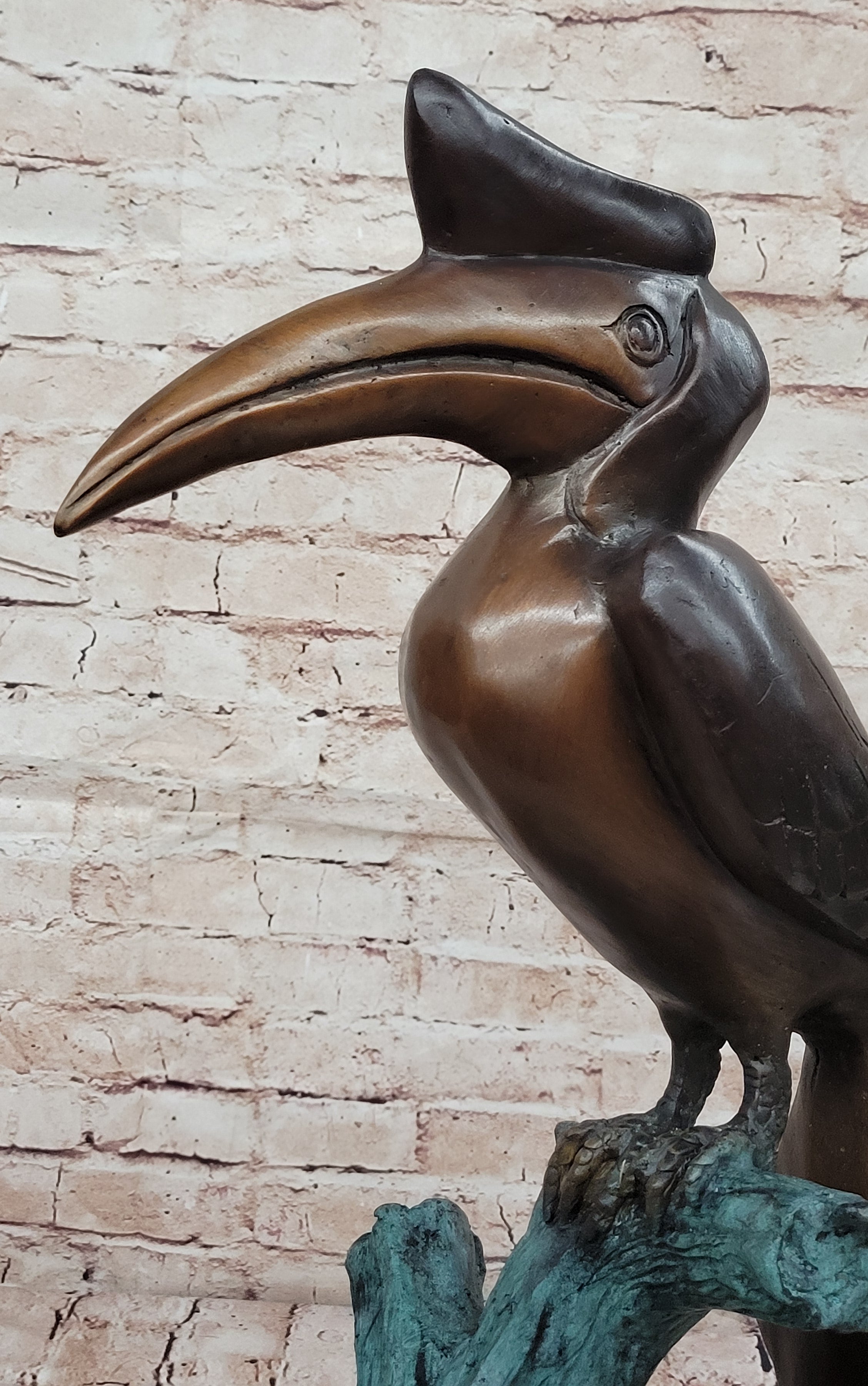 Bronze Hornbill Bird Sculpture by J. Moigniez