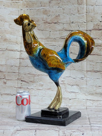 LTD Edition Rooster Patina Gilt Bronze Sculpture