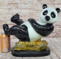Signed & Numbered Colorful Bronze Lazy Chinese Panda Sculpture