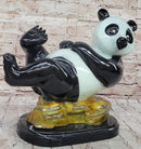 Signed & Numbered Colorful Bronze Lazy Chinese Panda Sculpture