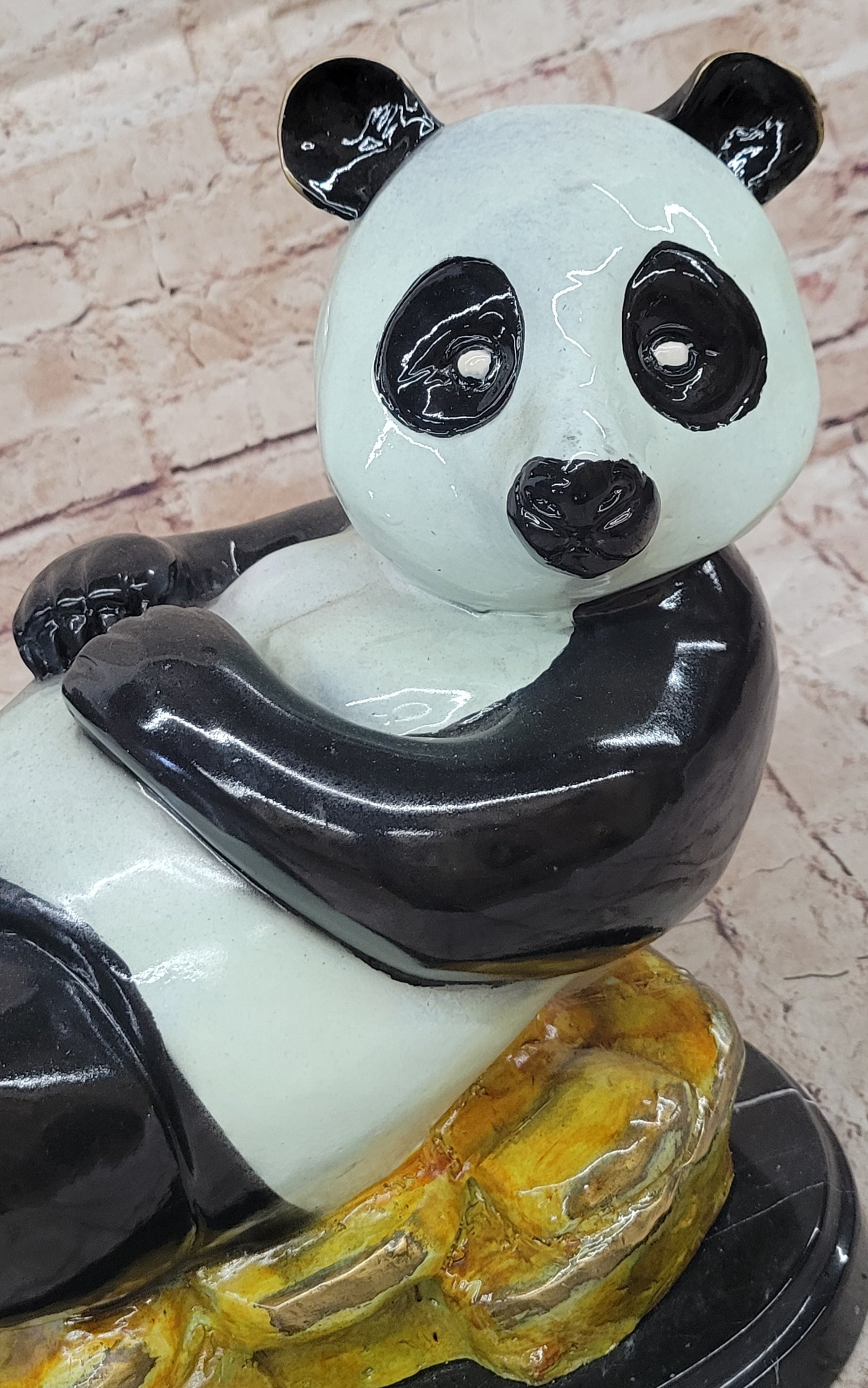 Signed & Numbered Colorful Bronze Lazy Chinese Panda Sculpture
