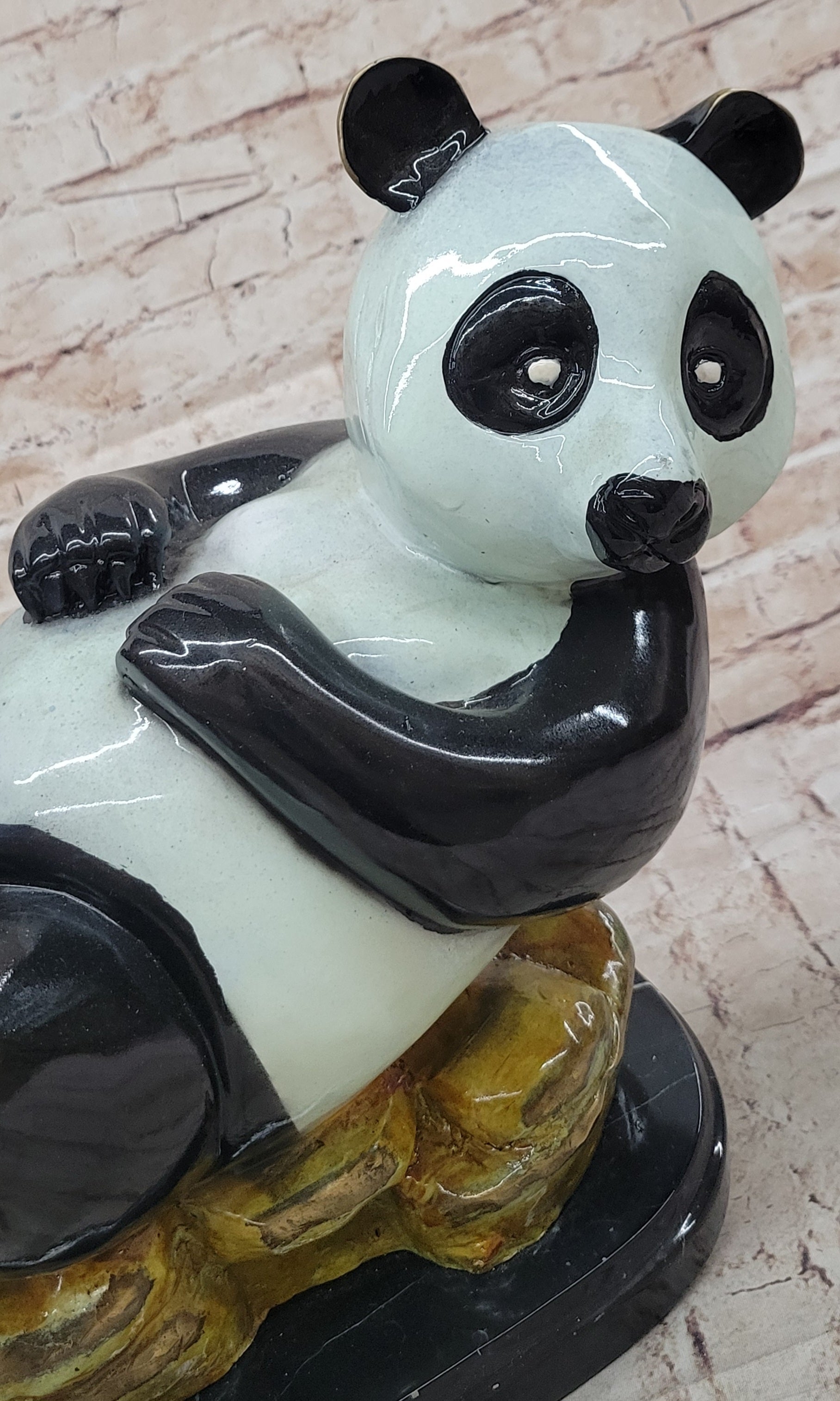 Signed & Numbered Colorful Bronze Lazy Chinese Panda Sculpture