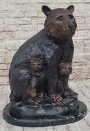 Mother Bear and Cubs - Bronze Sculpture Signed Art Moigniez
