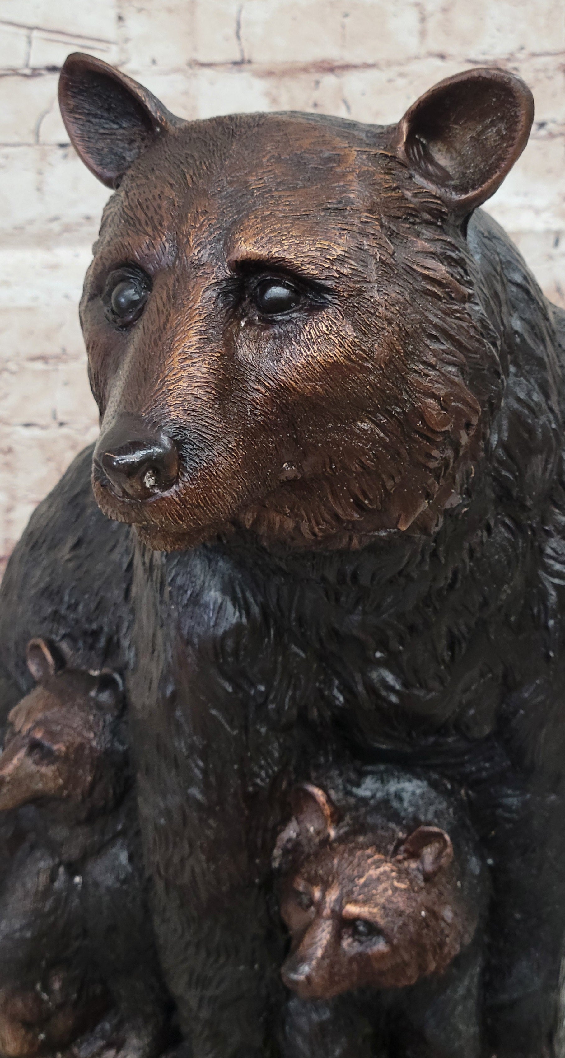 Mother Bear and Cubs - Bronze Sculpture Signed Art Moigniez
