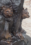 Mother Bear and Cubs - Bronze Sculpture Signed Art Moigniez