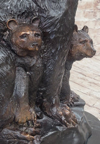 Mother Bear and Cubs - Bronze Sculpture Signed Art Moigniez