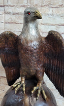 American Bald Eagle Perched on Globe Bronze Sculpture