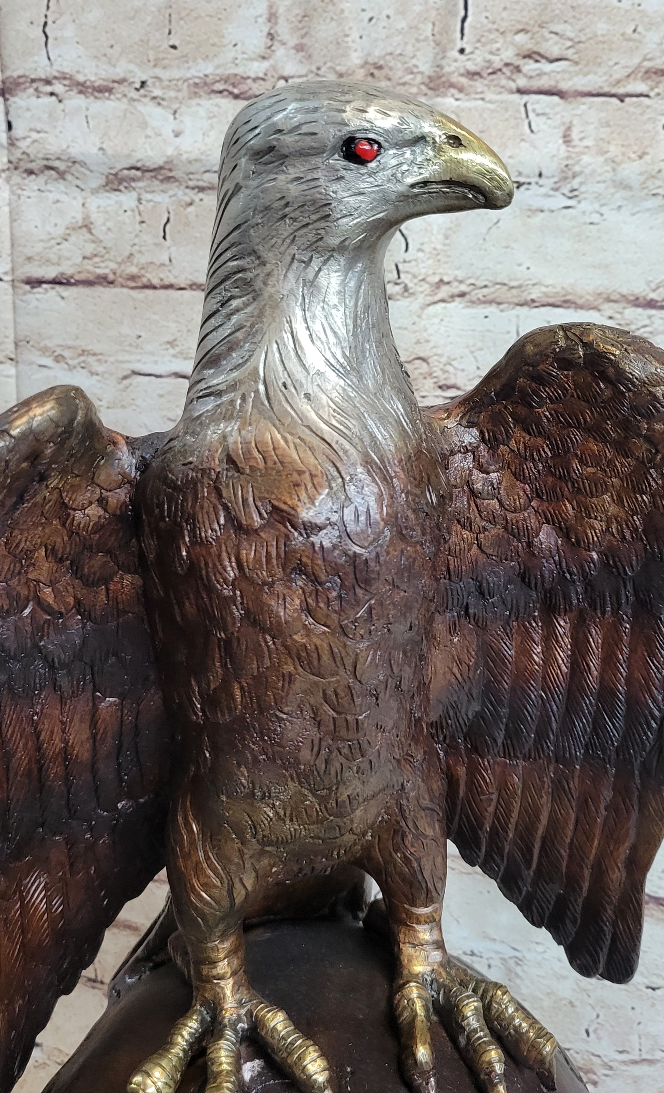 American Bald Eagle Perched on Globe Bronze Sculpture