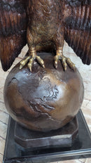 American Bald Eagle Perched on Globe Bronze Sculpture