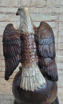 American Bald Eagle Perched on Globe Bronze Sculpture
