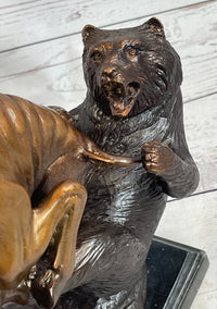 Bull vs Bear Bronze Metal Sculpture Stock Market 10" x 13"