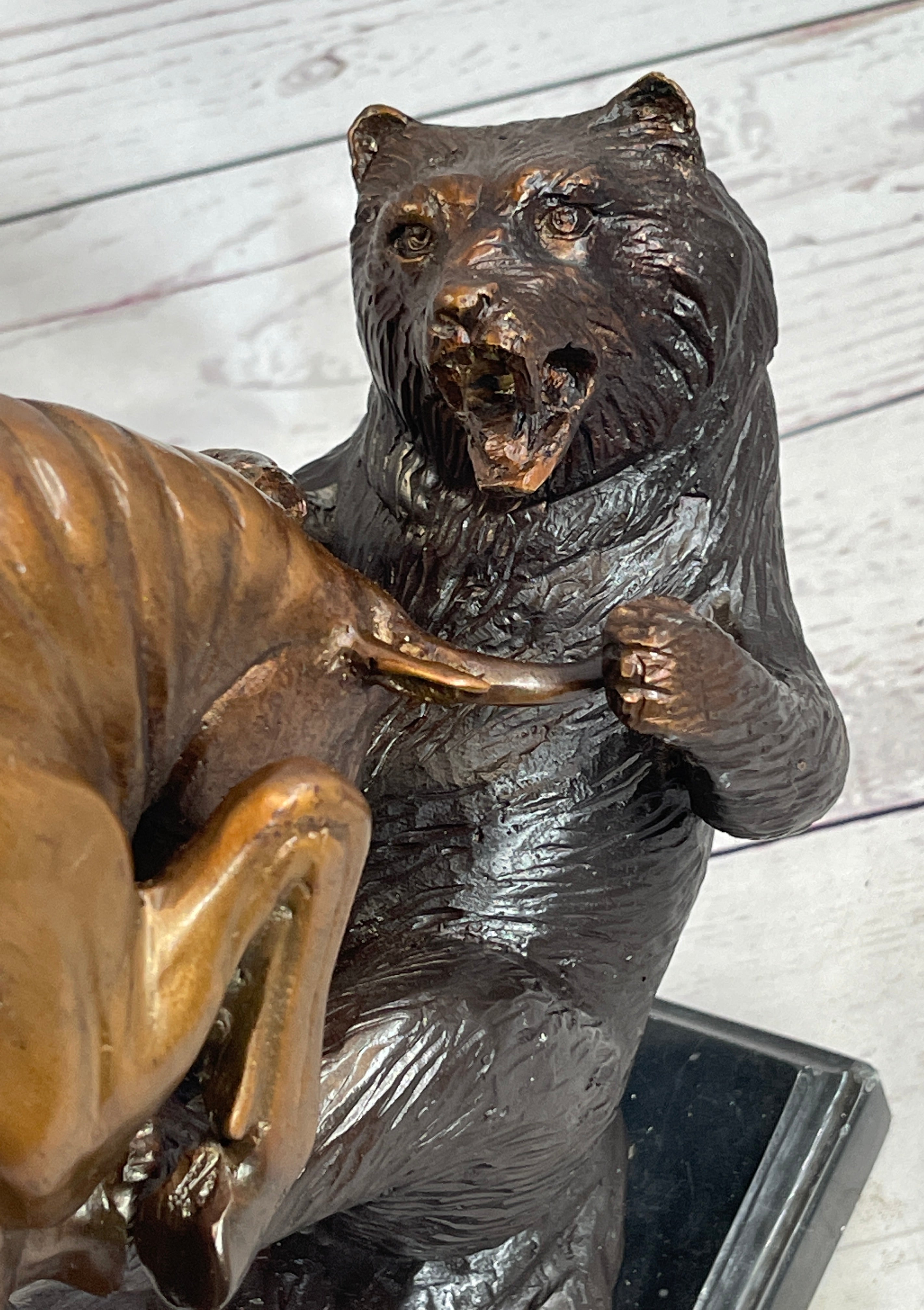 Bull vs Bear Bronze Metal Sculpture Stock Market 10" x 13"