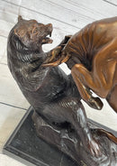 Bull vs Bear Bronze Metal Sculpture Stock Market 10" x 13"