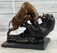 Bull vs Bear Bronze Metal Sculpture Stock Market 10" x 13"