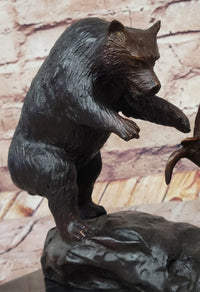 Bull vs Bear Stock Market Bronze Sculpture 9.5" x 17"