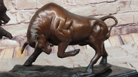 Bull vs Bear Stock Market Bronze Sculpture 9.5" x 17"