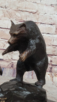 Bull vs Bear Stock Market Bronze Sculpture 9.5" x 17"