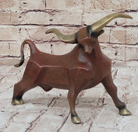 Abstract Bronze Longhorn Cattle Bull Sculpture Signed & Numbered