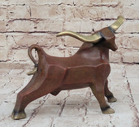 Abstract Bronze Longhorn Cattle Bull Sculpture Signed & Numbered