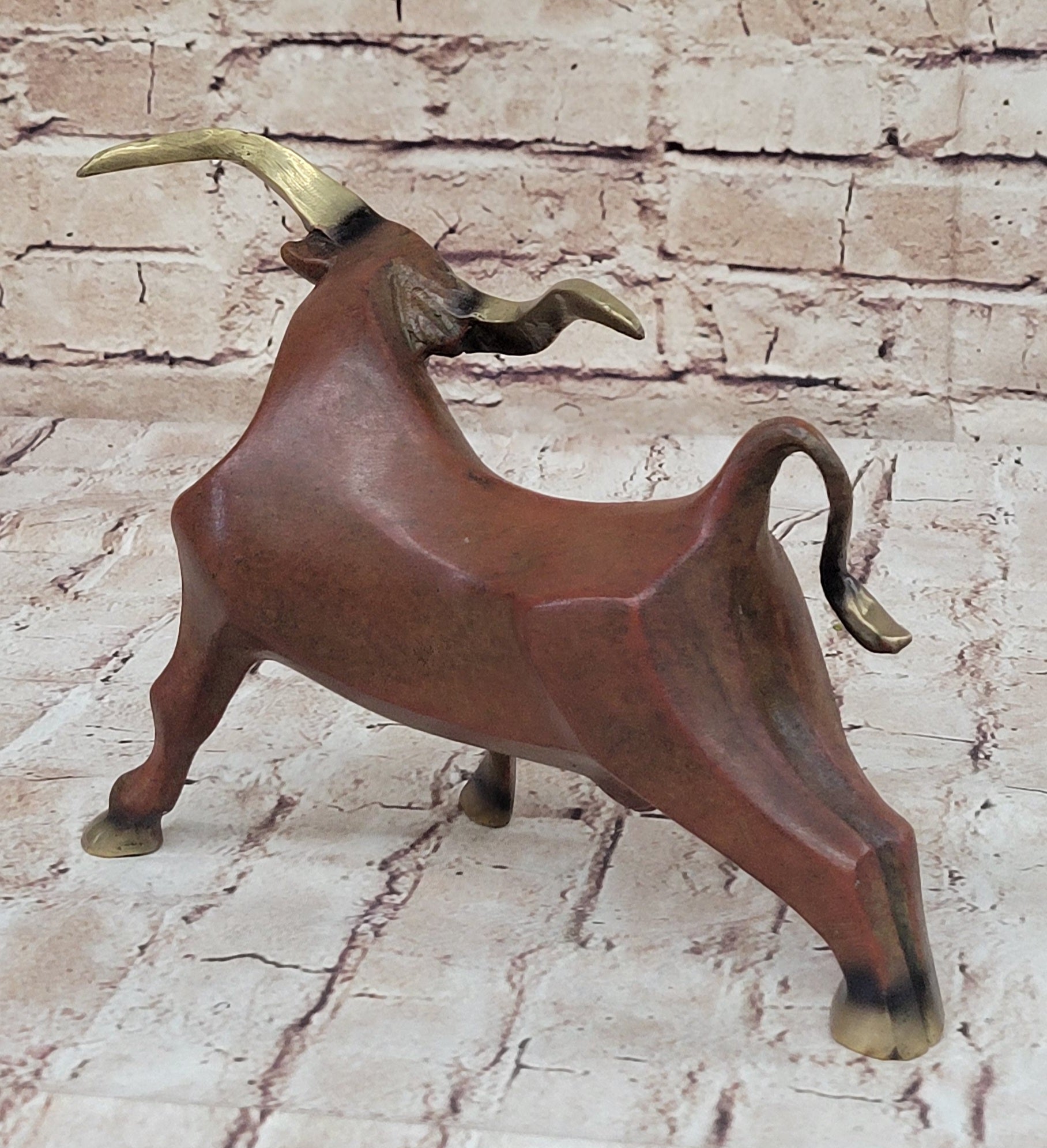 Abstract Bronze Longhorn Cattle Bull Sculpture Signed & Numbered