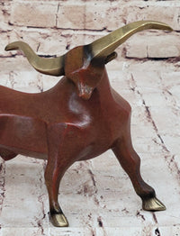Abstract Bronze Longhorn Cattle Bull Sculpture Signed & Numbered
