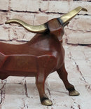 Abstract Bronze Longhorn Cattle Bull Sculpture Signed & Numbered