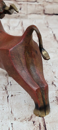 Abstract Bronze Longhorn Cattle Bull Sculpture Signed & Numbered