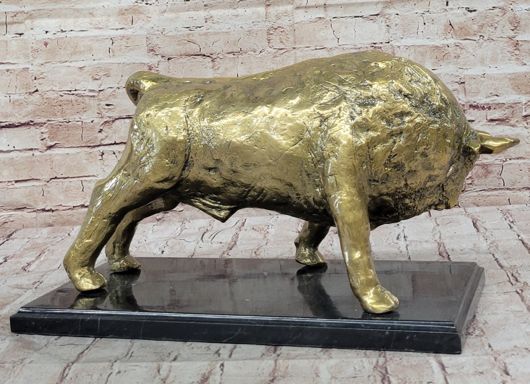 Gold Bull - Bronze Metal Sculpture Signed & Numbered Art