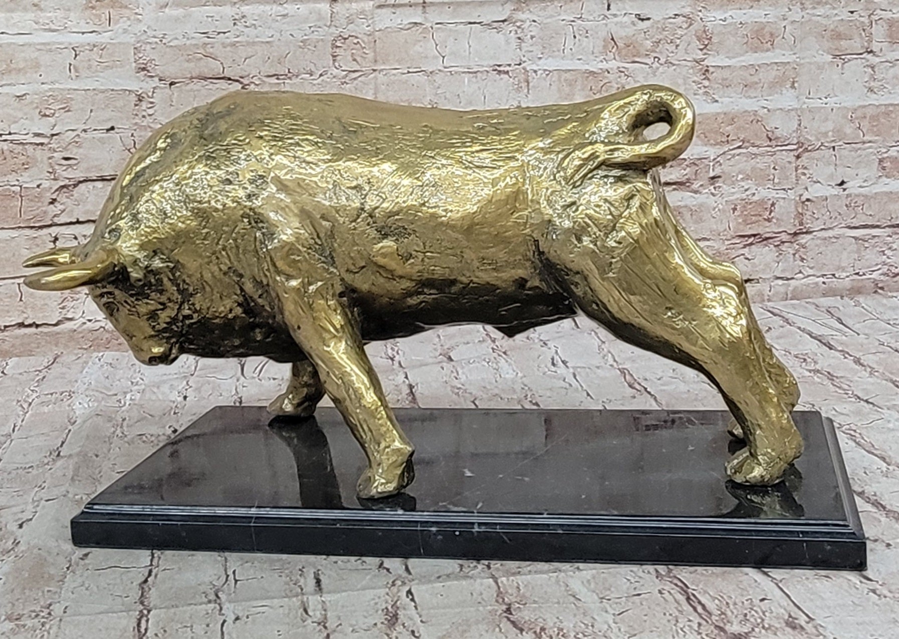Gold Bull - Bronze Metal Sculpture Signed & Numbered Art