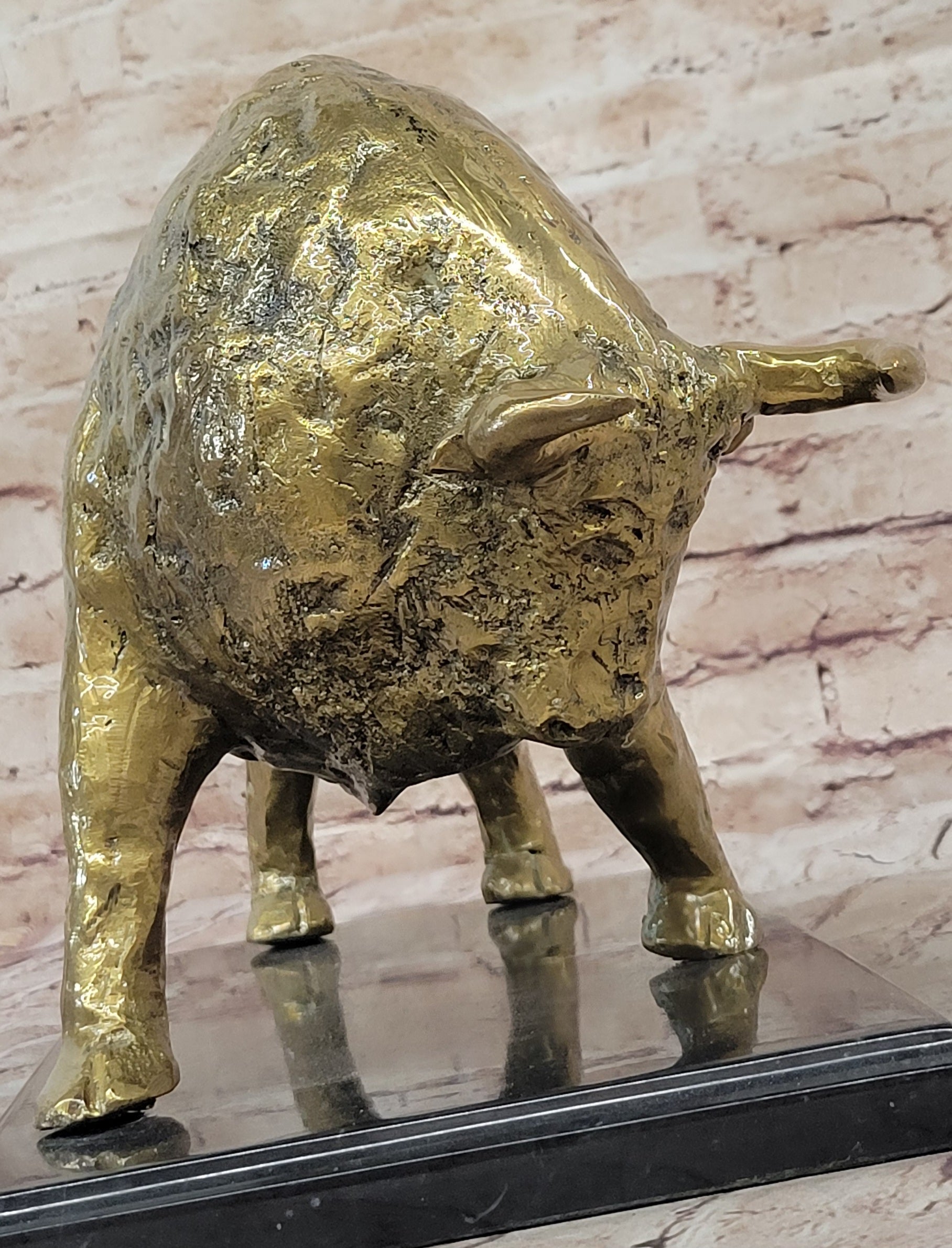 Gold Bull - Bronze Metal Sculpture Signed & Numbered Art