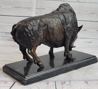 Wild Boar Bronze Sculpture on Marble Base J. Moigniez