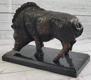 Wild Boar Bronze Sculpture on Marble Base J. Moigniez
