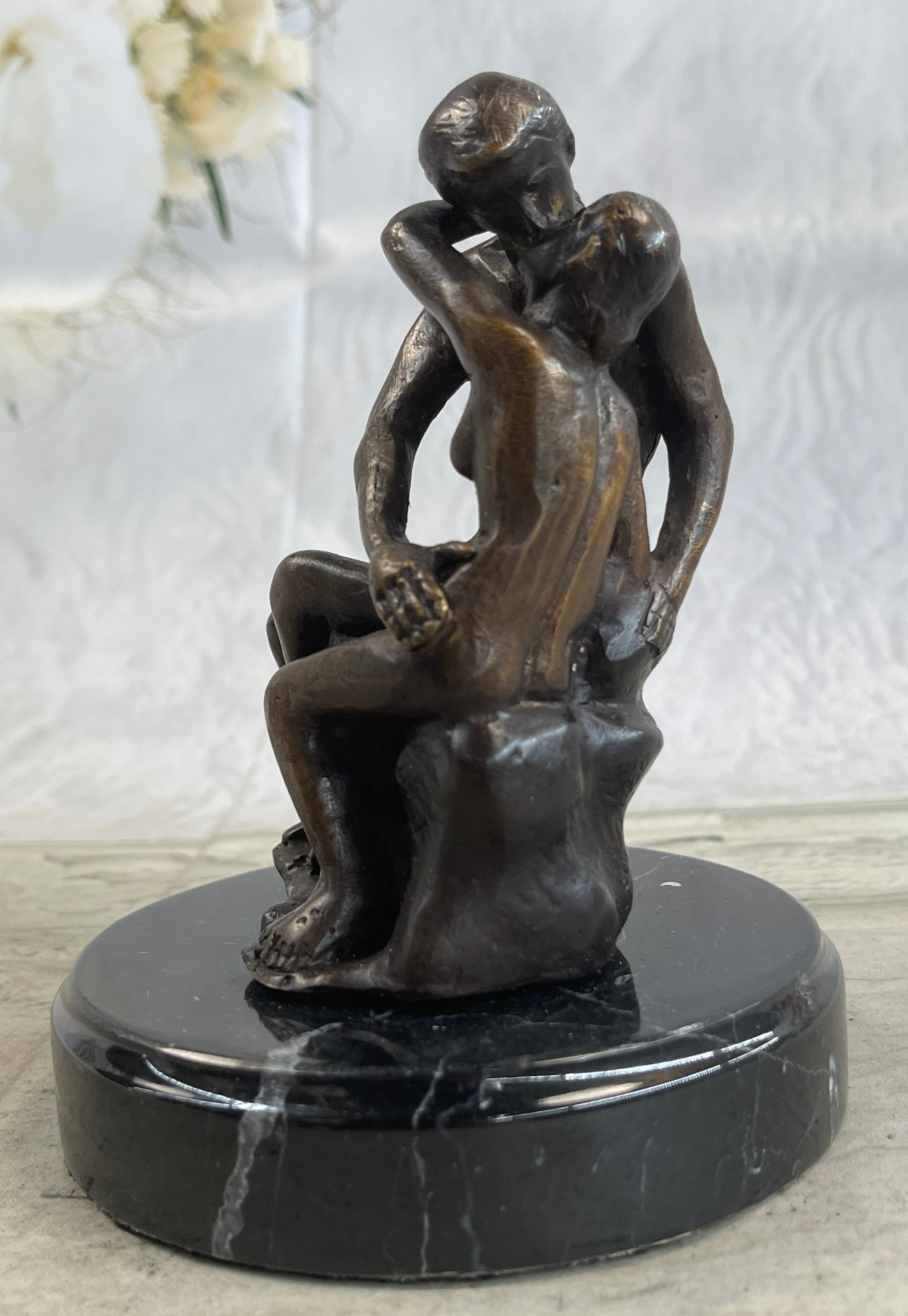 THE KISS by Auguste Rodin Bronze Desktop Sculpture 7" x 4"