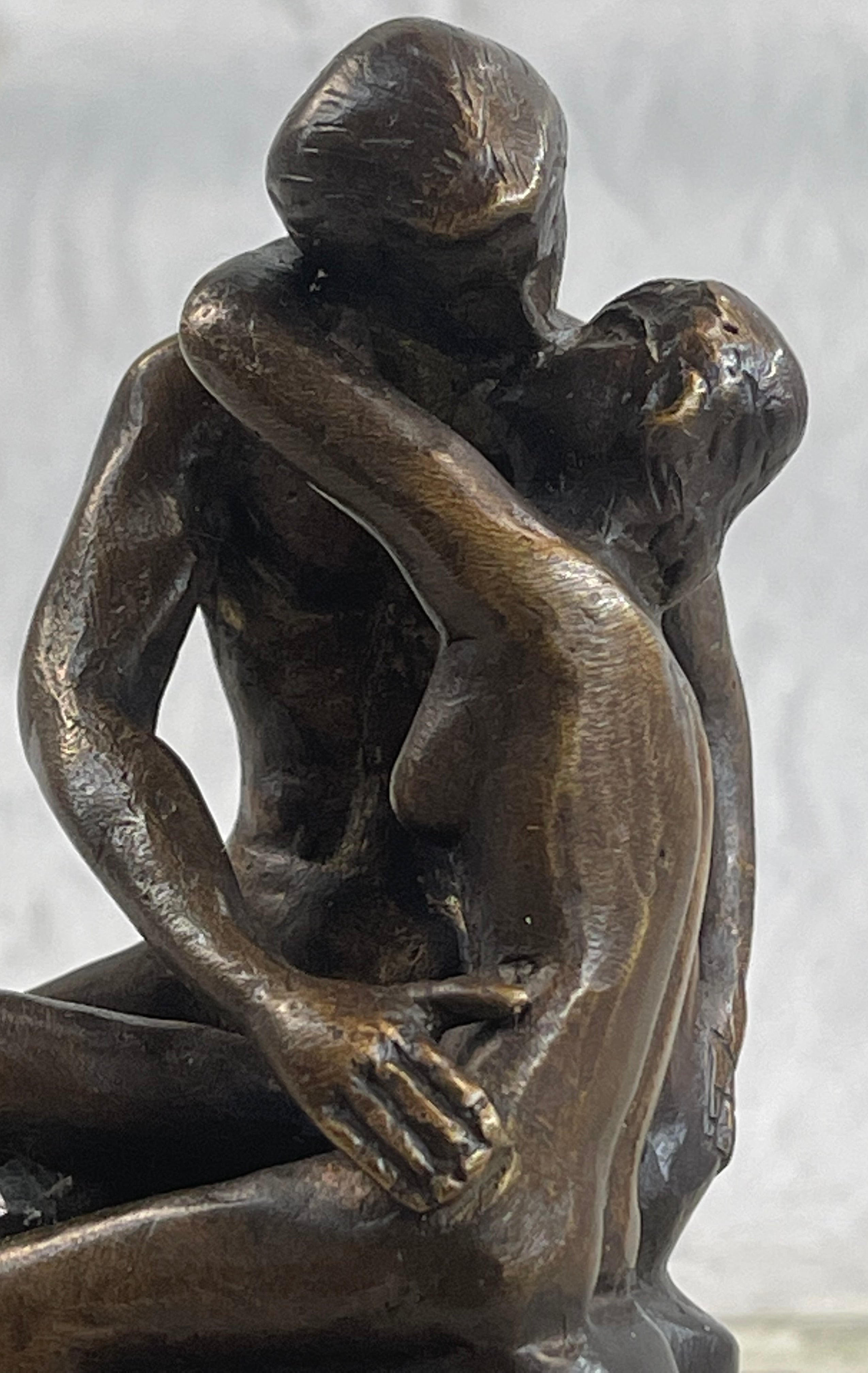 THE KISS by Auguste Rodin Bronze Desktop Sculpture 7" x 4"