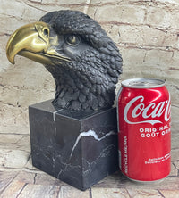 American Bald Eagle Head Bronze Bust by Milo on Marble Base