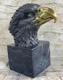 American Bald Eagle Head Bronze Bust by Milo on Marble Base
