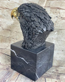 American Bald Eagle Head Bronze Bust by Milo on Marble Base