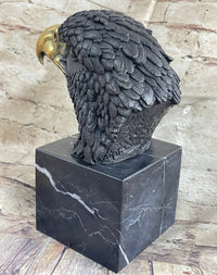 American Bald Eagle Head Bronze Bust by Milo on Marble Base