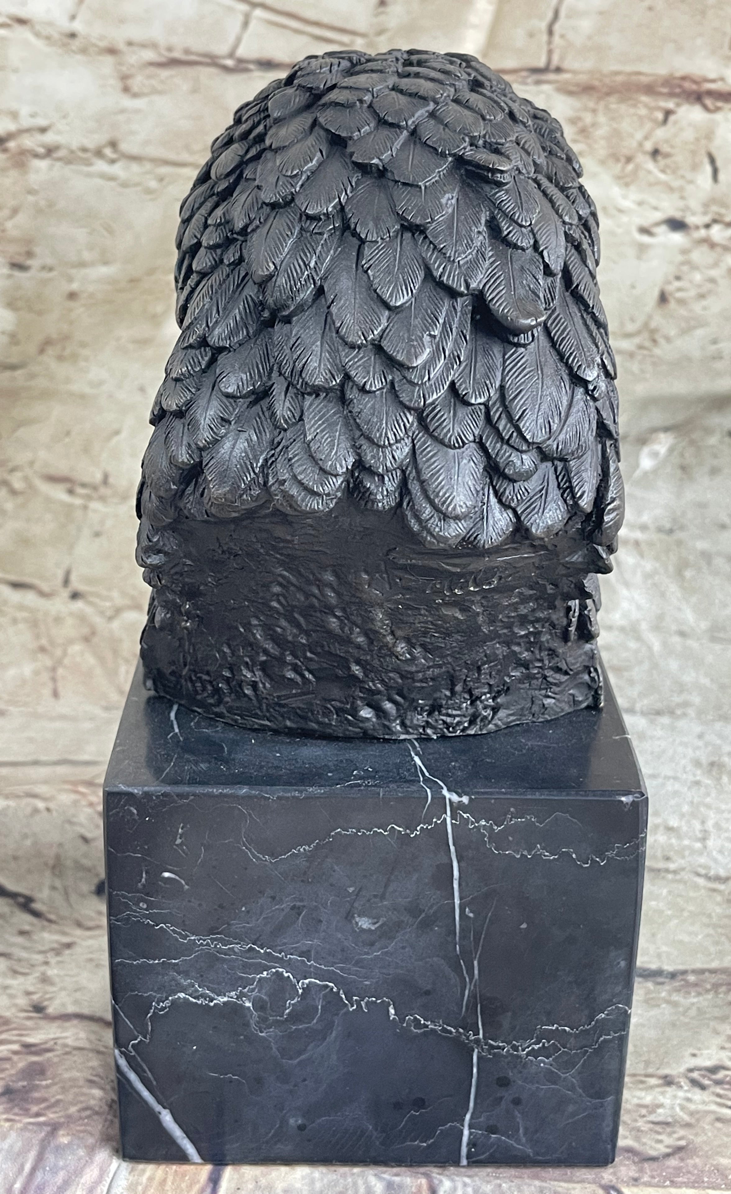 American Bald Eagle Head Bronze Bust by Milo on Marble Base