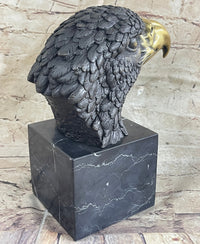 American Bald Eagle Head Bronze Bust by Milo on Marble Base