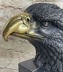 American Bald Eagle Head Bronze Bust by Milo on Marble Base