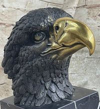 American Bald Eagle Head Bronze Bust by Milo on Marble Base