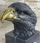 American Bald Eagle Head Bronze Bust by Milo on Marble Base