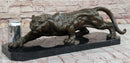 Stalking Panther Cougar Lioness Bronze Sculpture on Marble Base
