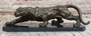 Stalking Panther Cougar Lioness Bronze Sculpture on Marble Base