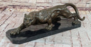 Stalking Panther Cougar Lioness Bronze Sculpture on Marble Base