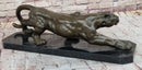 Stalking Panther Cougar Lioness Bronze Sculpture on Marble Base