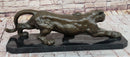 Stalking Panther Cougar Lioness Bronze Sculpture on Marble Base