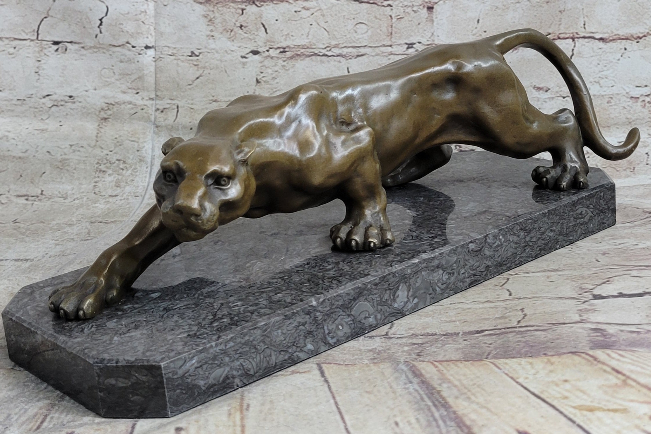 Cougar Panther Lioness Mountain Lion Bronze Sculpture Barye 5" x 16"